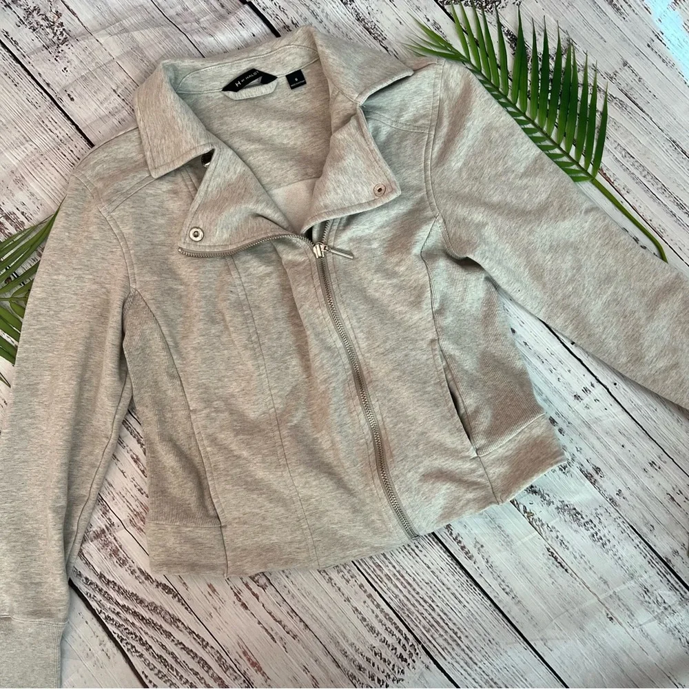 H by Halston Gray Knit Moto Jacket